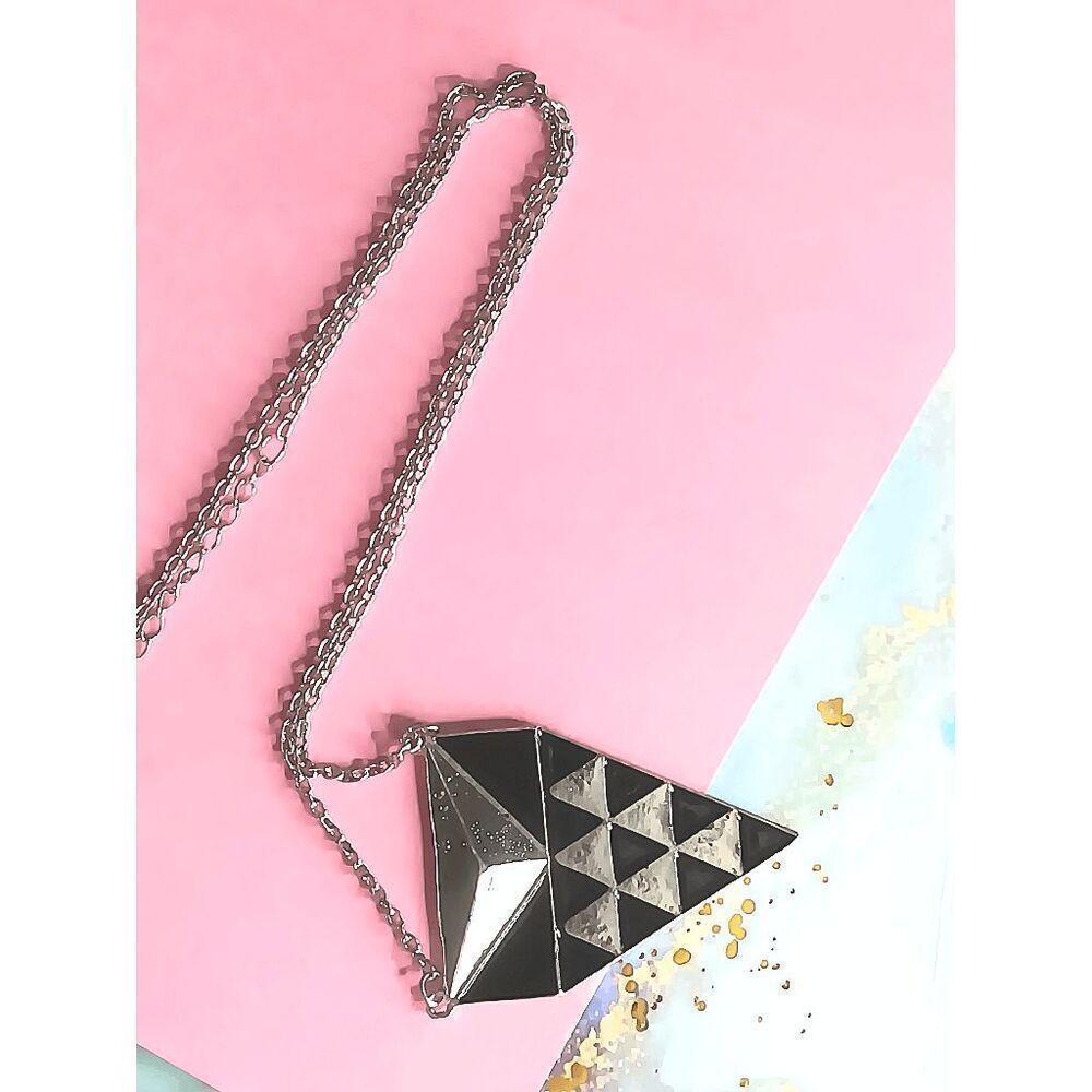 Ladies Silver Triangular Necklace - Picture 2 of 4